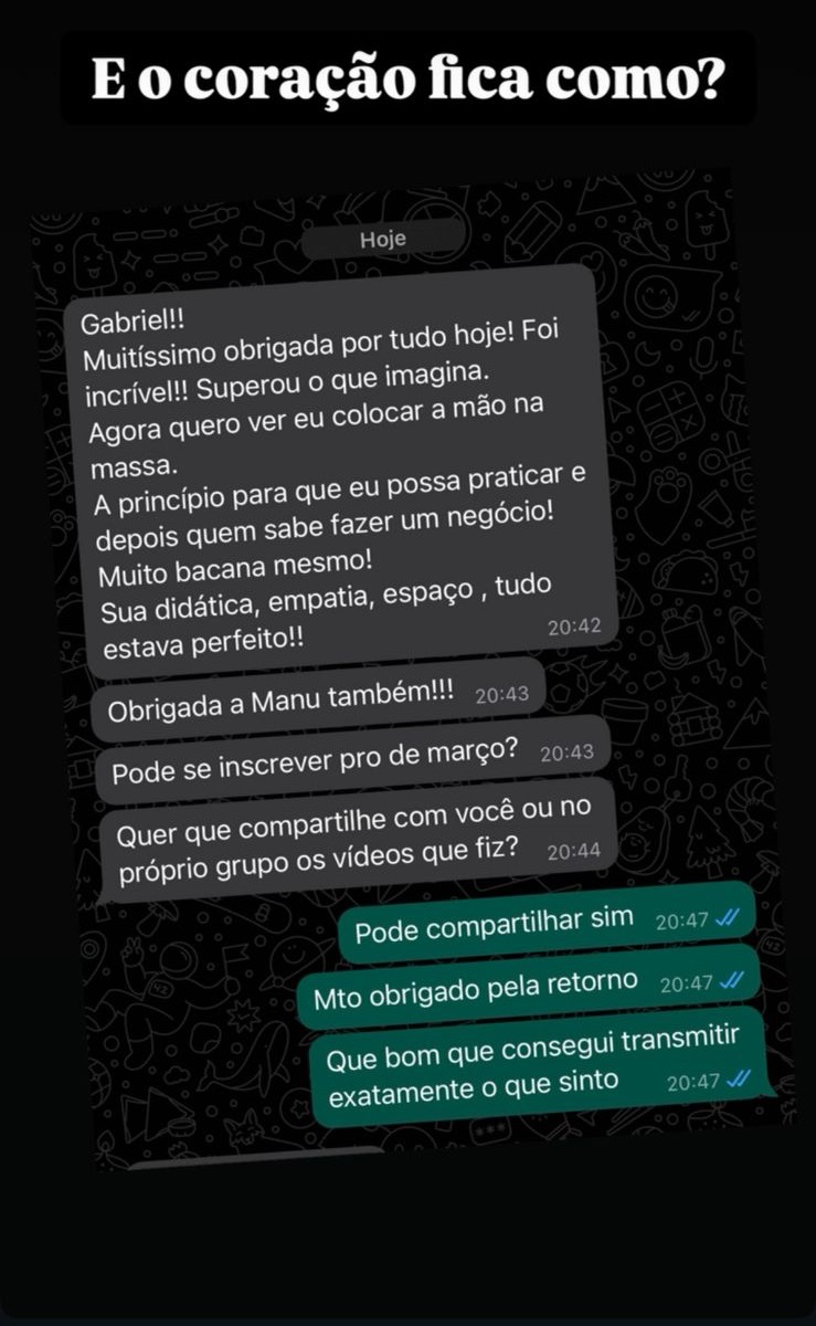 Depoimento de aluna — Muitíssimo obrigada, superou o que imagina